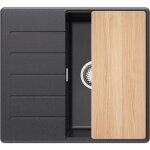 Primagran - evier cuisine en granit 55x50cm, lavabo 1 bac + kit de vidage + planche � d�couper, �vier ...