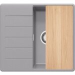 Primagran - evier cuisine en granit 55x50cm, lavabo 1 bac + kit de vidage + planche � d�couper, �vier ...