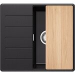 Primagran - evier cuisine en granit 55x50cm, lavabo 1 bac + kit de vidage + planche � d�couper, �vier ...