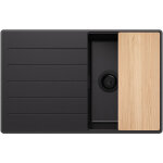 Primagran - evier cuisine en granit 78x50cm, lavabo 1 bac + kit de vidage + planche  dcouper, vier ...