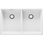 Evier cuisine en granit 76x47cm, lavabo 2 bacs + kit de vidage, vier  encastrer au meuble 80cm - london ...