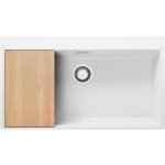 Primagran - evier cuisine en granit 88x50cm, lavabo 1 bac + kit de vidage + planche à découper, Évier ... Primagran - evier cuisine en granit 88x50cm, lavabo 1 bac + kit de vidage + planche à découper, Évier ...