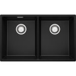 Primagran - evier sous plan 76x47cm, evier en granit 2 bacs + kit de vidage, vier au meuble 80cm - london ...