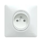 Prise 2p + t 16a encastré blanche à puit complete avec plaque connexion auto fixation vis ovalis Prise 2p + t 16a encastré blanche à puit complete avec plaque connexion auto fixation vis ovalis