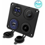 Prise allume - cigare, double port usb 4. 2a, prise dc 12v, interrupteur et affichage led voltm�tre prise ...