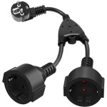 Prise double, rallonge avec 2 prises schuko 16a / 250v / max 3680w adaptateur de prise 2 en 1 distribution ...