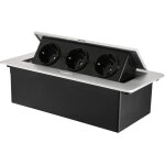 Prise encastrable escamotable avec 3 prises pour plan de travail, comme prise de table ou prise au sol ...