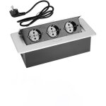 Prise encastrable escamotable avec 3 prises pour plan de travail, comme prise de table ou prise au sol ...