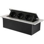 Prise encastrable escamotable avec 3 prises pour plan de travail, comme prise de table ou prise au sol ...
