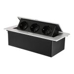 Prise encastrable escamotable avec 3 prises pour plan de travail, comme prise de table ou prise au sol ...