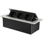 Prise encastrable escamotable avec 3 prises pour plan de travail, comme prise de table ou prise au sol ...