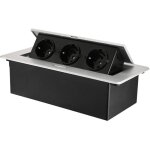 Prise encastrable escamotable avec 3 prises pour plan de travail, comme prise de table ou prise au sol ...