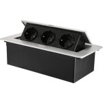 Prise encastrable escamotable avec 3 prises pour plan de travail, comme prise de table ou prise au sol ...