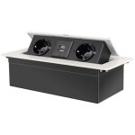 Prise encastrable plan de travail argent, multiprise plan de travail cuisine avec 2 prises + 2usb