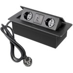 Prise encastrable plan de travail noir, multiprise plan de travail cuisine avec 2 prises + 2usb, connecteur, ...