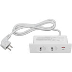 Prise encastr�e 2 prises avec port pd20w usb c a, multiprise int�gr�e pour meubles, cordon de 1. 5m