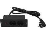 Prise encastr�e 2 prises avec port usb c a pd20w, multiprise int�gr�e pour meuble, cordon de 1, 5 m