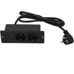 Prise encastr�e 2 prises avec port usb c a pd20w, multiprise int�gr�e pour meuble, cordon de 1, 5 m - ...