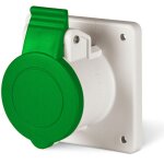 Scame - prise � encastrer 3p + n + t 16a femelle clapet vert tension sup 50v ac 300 - 500hz socle 75x75mm ...