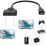 Prise hdmi 1 mle vers double hdmi 2 femelle, rpartiteur hdmi cble adaptateur convertisseur pour lecteurs ...