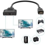 Prise hdmi 1 m�le vers double hdmi 2 femelle, r�partiteur hdmi c�ble adaptateur convertisseur pour lecteurs ...