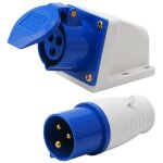 Prise industrielle 16 ampres 3 broches 220 - 250v tanche ip44 2p + e 3 phases 16a adapte aux camping ...