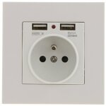Prise murale, prise electrique murale avec double usb 5v / 2100ma, prise encastrable avec 2 ports de ...