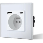 Prise murale fran�aise standard avec ports usb typec, bo�tier pc blanc, 16a, pour recharge et alimentation ...