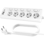 Prise plan de travail cuisine, multiprises avec 2 ports usb a et 2 ports usb c, multiprise 5 prises avec ...