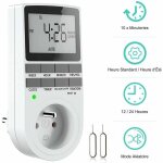 Prise programmable digitale, minuterie numrique hebdomadaire avec ecran lcd, minuterie prise electrique ...
