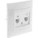 Prise rj11 + rj45 encastres zyna - blanc zenitech