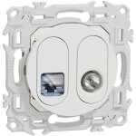 Prise rj45 cat6 + prise tv blanc odace (s920141)