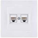 Prise rj45 double cat�gorie 6 blanc ? ensemble complet avec plaque ? 254 / 01e exen