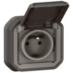 Prise avec terre encastre plexo ip55 16a - anthracite - legrand