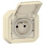 Prise avec terre encastr�e plexo ip55 16a - beige - legrand
