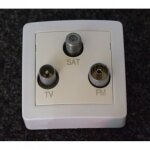 Prise tv - fm - sat saillie blanc polaire 1entr�e - 3 sorties compl�te avec cadre alrea schneider alb62329p ...