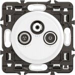 Prise tv r - sat dab + cliane - enjoliveur blanc et support - legrand