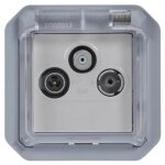 Prise tv - r - sat tanche  sorties multiples plexo grise composable legrand 069558l