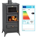 Prity - po�le � bois avec four fm e ? 12, 1 kw, noir graphite, classe a, four avec thermom�tre int�gr� ...