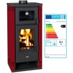 Prity - po�le � bois avec four k2 gt f ? 8, 1 kw, bordeaux, classe a + , design �l�gant