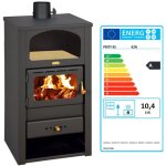 Prity - po�le � bois k2 avec niche ? 10, 4 kw, noir graphite, classe a, design fonctionnel