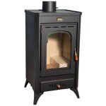 Prity - po�le � bois sr ? 11, 4 kw, noir graphite, classe a, design compact