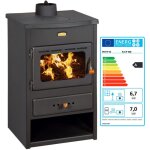 Prity - thermopo�le � bois k1 cp w8 ? 13, 1 kw, noir graphite, plaque sup�rieure en fonte, classe a