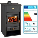 Prity - thermopole  bois k2 cp w13 ? 13 kw, noir graphite, plaque suprieure en fonte, chaudire intgre ...