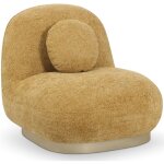 Fauteuil design courbe style contemporain rembourr en chenille - larry moutarde