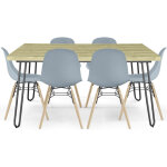 Privatefloor - pack table hairpin (90x150 cm) + 6 chaises de salle � manger n�rdicas sk�gur gris clair ...