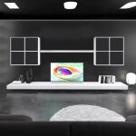 Pro et discount - meuble tv blanc et noir 360 cm ensemble salon xxl moderne avec rangement
