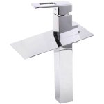 Pro et discount - robinet lavabo et vasque haut mitigeur lumineux design cascade verre et chrom