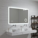 Miroir led scafa pour salle de bain avec loupe 3 fois 70 x 100 cm blanc pro. tec