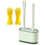 Produits de nettoyage - ensemble de brosse de toilette longue / vert fraise1 + gants en latex oxford ...